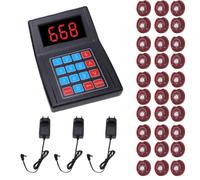 MENDUNER Système de Téléavertisseur pour Restaurant, 30 Dessous de Verre, | Avec Appel par File D'attente, Batterie Lithium Rechargeable, Fréquence 433,92 MHz, 999 Codes, Idéal pour Fast-foods et