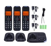 MENDUNER Système Téléphonique sans Fil Extensible à 3 Combinés avec Répondeur, Blocage D'appel et Annonce D'identification de L'appelant, Grand écran, Gros Boutons (Prise UE)