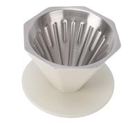 MENDUNER Versez sur le Goutteur de café, Filtre de Cafetière à Cône Métallique Octogonal à Double Couche en Acier Inoxydable 304 pour la Maison, le Bureau et les Voyages (Beige)