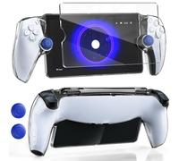 MENEEA Coque de Protection pour Playstation Portal Remote Player, Housse Transparente 3 en 1 pour Sony PS Portal Manette, Kit D'accessoires en Film Trempé Antidérapant pour Portal Remote Player