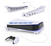 MENEEA Support Horizontal pour Console PS5 avec Hub USB à 4 Ports, Upgraded Accessory Base Mount pour Playstation 5 Disc & Digital Editions, Extension 3 Ports de Charge & 1 Port de Données USB 2.1