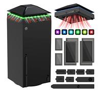 MENEEA Ventilateur avec Lumière Colorée LED pour Xbox Séries X Console | Refroidisseur de Filtre Anti-Poussière avec Bouchons de Protection en Caoutchouc (Version de Base - Noir)