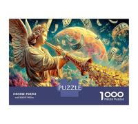 Mener Une Vie voluptueuse Puzzles Décoration Intérieure 1000 Pièces Trompette Ange Jigsaw Puzzle Jeu De Décompression Divertissement Créatif Aux Adultes Et Enfants 52x38cm/1000pcs