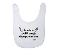 Menfin Bavoir : " Je suis le petit ange de papy et mamy " (Blanc)