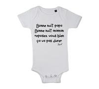 Menfin Body Bonne Nuit Papa Bonne Nuit Maman reposez Vous Bien ça va Pas Durer (Blanc, 0/3 Mois)
