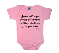 Menfin Body Bonne Nuit Papa Bonne Nuit Maman reposez Vous Bien ça va Pas Durer (Rose, 06/12 Mois)