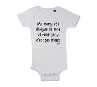 Menfin Body Ma Mamy est dingue de Moi et Mon Papy C'est Pas Mieux (Blanc, 0-3 Mois)