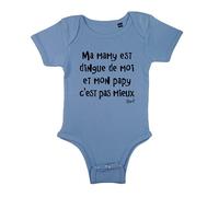 Menfin Body Ma Mamy est dingue de Moi et Mon Papy C'est Pas Mieux (Bleu Ciel, 18-23 Mois)