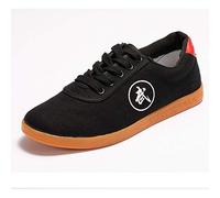 MENG Tai Chi Chaussures Martial Kung Fu Chaussures Shaolin Qi Gong Wing Chun Les Chaussures avec Caoutchouc Classique Semelle Oxford for Hommes Et Femmes(Black,42 EU)