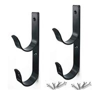 MENG ZHI AO Lot de 2 crochets larges en aluminium noir avec vis - Crochets parfaits pour piscine, bâtons télescopiques, écumoires, filets, tuyaux d'aspiration, etc