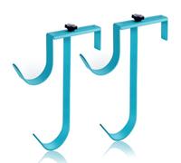 MENG ZHI AO Lot de 2 crochets réglables en métal bleu pour poteau de piscine, crochets de clôture, parfaits pour les poteaux télescopiques de piscine, les écumoires, les filets, les brosses, les