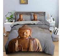 MENGBB 3D Housses de couettes Enfant Sculpture Figure Bouddha Foi, 200x200cm Total 4 Tailles avec 2 Taie d'oreiller, Parure De Lit 3 Pièces pour Enfant - Housse De Couette - Coloré Créatifavec 2 Taie