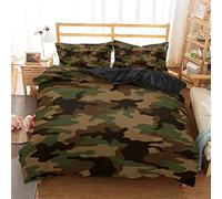 MENGBB 3D Parures de lit Sports militaire camouflage sports vert nuages, 140x200cm Total 4 tailles avec 2 Taie d'oreiller, 3 Pièces Housse de Couette avec 2 Taies D'oreillers 65x65cm Parure de Lit 2 P