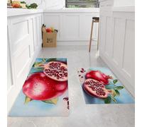 MENGCH 2 pièces Tapis Cuisine, 40x60cm+40x120cm Lavable Tapis de Cuisine avec Autocollants Antidérapants, Paillasson de Bain Tranches De Citron Vert, Cuisinette Anti-Fatigue au Design Fruits, W