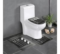 MENGCH Lot de 3 Tapis de Salle de Bain avec Motif Palmiers et Tapis de Toilette en Forme de U,W,Classic Movie Clapboard Noir-One Size