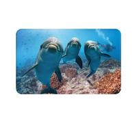 MENGCH Tapis antidérapant pour Salle de Bain, Cuisine, entrée, intérieur et extérieur, Motif Bichon frisé, Super Absorbant - 80 x 49 cm,W,Dauphin Qui Vous Regarde-Taille Unique