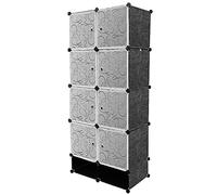 MENGDA Armoire à Cubes en Plastique PP, Étagère à Chaussures, Étagère Modulable en Plastique, Portant à vêtements Portable, avec Porte, Maillet, Noir