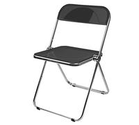 MENGDA Chaise Pliante Moderne en Acrylique Transparent - Chaise Pliante empilable en Cristal - Siège de Salon en Plastique PC - Cadre chromé et Chaise Pliable (1, Noir, 46 * 46 * 75cm)