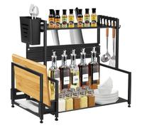 MENGDA Étagère à Épices Cuisine, Porte-Épices en Métal,Rangement Epices Cuisine pour Comptoir,Étagère de Rangement 2 Niveaux