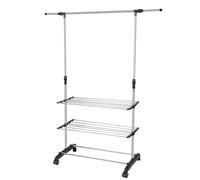 MENGDA Porte-Manteau, Vestiaire, Meuble d’EntrÉe avec ÉtagÈre Chaussures À 3 Niveaux, avec Crochets Amovibles, Cadre en MÉtal, 110 * 33 * 145cm, Noir/Blanc (Unipolaire)