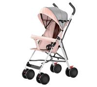 MENGDA Poussette 3 en 1, Poussette Canne avec Coussin et Moustiquaire, Poussette Légère et Pliable, Poussette pour 0-4 Ans, Poussette Tout Terrain avec Frein et Panier (rose)
