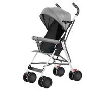 MENGDA Poussette 3 en 1, Poussette Canne avec Coussin et Moustiquaire, Poussette Légère et Pliable, Poussette pour 0-4 Ans, Poussette Tout Terrain avec Frein et Panier (gris)