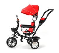 MENGDA Poussette 4 en 1 avec Cloche et Rétroviseur, Poussette Bébé Rose avec Grand Auvent Réglable, Poussette Confortable et Sécurisée pour Bébés de 0 à 3 Ans (rouge)