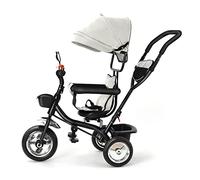 MENGDA Poussette 4 en 1 avec Cloche et Rétroviseur, Poussette Bébé Rose avec Grand Auvent Réglable, Poussette Confortable et Sécurisée pour Bébés de 0 à 3 Ans (gris)