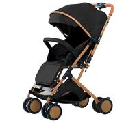 MENGDA Poussette pliable à 4 roues - Avec auvent à trois sections - Avec tapis en coton et moustiquaires - Convient aux enfants âgés de 0 à 4 ans - Peut s'asseoir ou s'allonger - Noir/Gris/Kaki/Rose