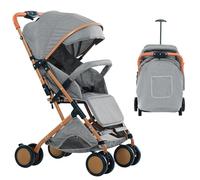 MENGDA Poussette pliable à 4 roues - Avec auvent à trois sections - Avec tapis en coton et moustiquaires - Convient aux enfants âgés de 0 à 4 ans - Peut s'asseoir ou s'allonger - Noir/Gris/Kaki/Rose