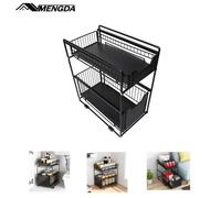 MENGDA RANGEMENT SOUS ÉVIER CUISINE À 2 NIVEAUX - NOIR 37X28X44CM