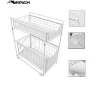 MENGDA Rangement sous Evier Cuisine à 2 Niveaux, Rangement D'organisateur de Douche pour Salle de Bain/Cuisine, blanc