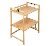 MENGDA Support pour Four à Micro-Ondes en Bois, Support pour Four à Micro-Ondes, Etagère de Cuisine à 1/2 Niveaux avec 4 Crochets et Support de Planche à découper (Deux étages)