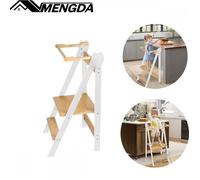 MENGDA-Tour d'apprentissage pliable de Bambou-Observation pour enfants Helper-étagères Ajustables-Jusqu'à 95Kg