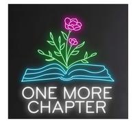 MENGE Lampe de signalisation Enseigne Au Néon One More Chapter Fleur Livre Rat De Bibliothèque Lumière LED Page Ouverte Décor Vitrine Entrée D'entreprise 65cm