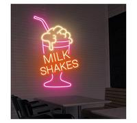 MENGE Lampe de signalisation Enseigne Lumineuse Au Néon Milkshake, Idéale Pour Un Restaurant, Une Boutique Ou Café, Avec Luminosité Réglable 30cmx50cm(UNE)