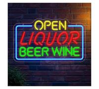 MENGE Lampe de signalisation Enseigne Néon USB À Intensité Variable Open Liquor Beer Wine Pour Bar, Caverne, Sport, Pub, Restaurant, Bistro, Boutique, Bienvenue, 42.5x25.5cm