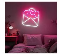 MENGE Lampe de signalisation Lettre D'amour Néons Luminosité Réglable Convient Pour Studio Chambre Décoration Murale 34cmx38cm(UNE)