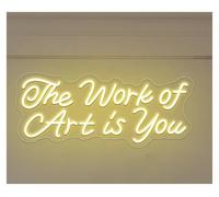 MENGE Lampe de signalisation The Work Of Art Is You Panneau Néon Motivant, Décoration Murale, Vitrine, Entrée 21.7x50.8cm(Warm White)