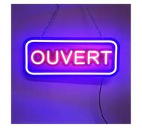 MENGE Néon Enseignes lumineuses Decor Enseigne Lumineuse Ouvert Au Néon, Bleu Et Rouge, Idéale Pour La Décoration D'un Bar Ou D'un Magasin, 20х48cm