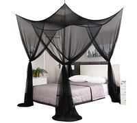 Mengersi Auvent de lit, Rideaux de lit pour lit Double, Grand lit, Rideaux de lit pour Patio, intérieur et extérieur, Rideaux Noirs pour décoration Gothique, Halloween