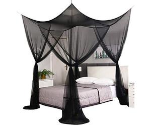 Mengersi Auvent de lit, Rideaux de lit pour lit Double, Grand lit, Rideaux de lit pour Patio, intérieur et extérieur, Rideaux Noirs pour décoration Gothique, Halloween