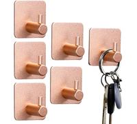 mengger 5 Pièces Crochet Adhésif 3M, Crochet Adhesif Mural Salle de Bain Crochets Adhesifs Muraux Rose Imperméable Antirouille Porte Serviette pour la Cuisine, le Salon et le Bureau