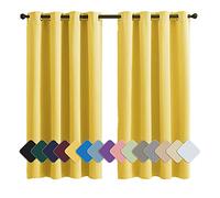 MENGH Isolation Phonique Rideau 180x100cm Jaune Draperies Tombé, Isolant Thermique Installation Facile Anti Moisissure Antibactérien, pour Chambre, Salon, Bureau