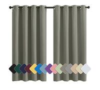 MENGH Rideau d'occultation 120x120cm Gris Jaune Rideau Polyester, Isolant Thermique Installation Facile Anti Moisissure Antibactérien, pour Chambre, Salon, Bureau