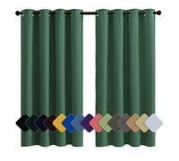 MENGH Rideau Insonorisant 160x180cm Vert foncé Rideau Chambre, Isolement Thermique Installation Facile Anti Moisissure Antibactérien, pour Chambre, Salon, Bureau