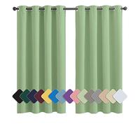 MENGH Rideau Panneaux 90x160cm Vert Clair Rideau Chambre, Isolement Thermique Installation Facile Anti Moisissure Antibactérien, pour Chambre d'enfants