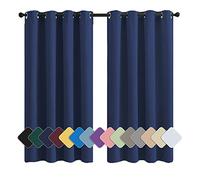 MENGH Rideaux Occultants Enfant 137x86cm Bleu foncé Rideaux Velours Opaques, Isolation Thermique Imperméable Réduction du Bruit, pour Chambre Salon