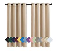 MENGH Rideaux Occultants Isolants 137x86cm Kaki Tissu Occultant pour Rideau, Isolant Thermique Installation Facile Anti Moisissure Antibactérien, pour Chambre d'enfants