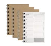 MengH-SHOP Agenda Journalier Cahier Papier Kraft Marron Cahier Bloc Note à Spirale Manuels de Gestion du Temps to Do List Planificateur Quotidien 100 Pages / 50 Feuilles 19 x 13 cm (4 Pièces)